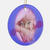 ラブリーブルーフラワー花びらフォトフレームベビー誕生 セラミックオーナメント (左)