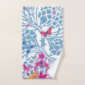 ラブリーブルーフローラフェミニン蝶パターン バスタオルセット (ハンドタオル)