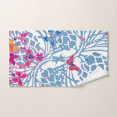 ラブリーブルーフローラフェミニン蝶パターン バスタオルセット (ハンドタオル)