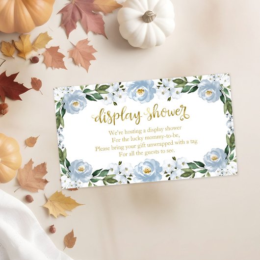 ラブリーブルーフローラベビーシャワー表示シャワー エンクロージャーカード