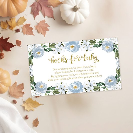 ラブリーブルーフローラ赤ちゃんシャワーベビー本 エンクロージャーカード