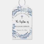 ラブリーブルー花模様バプテスマ ギフトタグ (裏面)