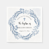 ラブリーブルー花模様バプテスマ スタンダードカクテルナプキン (正面)