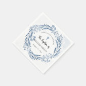 ラブリーブルー花模様バプテスマ スタンダードカクテルナプキン (角)