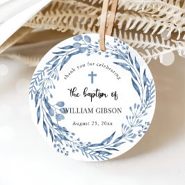 ラブリーブルー花模様バプテスマ フェイバータグ