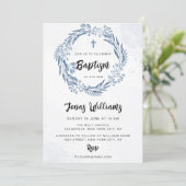 ラブリーブルー花模様バプテスマ 招待状 (スタンド正面)