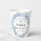 ラブリーブルー花模様バプテスマ 紙コップ (裏面)