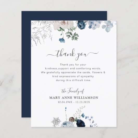 ラブリーブルー花模様葬式ありがとう (正面/裏面)