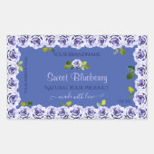 ラブリーブルー製品包装ラベルかわいいバラ 長方形シール (正面)