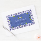 ラブリーブルー製品包装ラベルかわいいバラ 長方形シール (封筒)