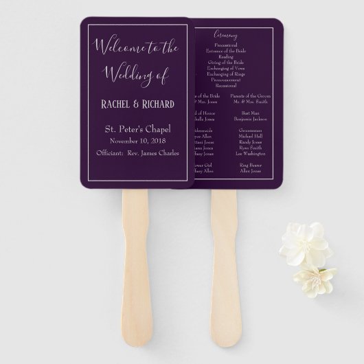 ラブリープラムアンドシルバー結婚式 プログラム ハンドファン (正面&裏面)