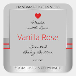 ラブリープロダクト包装ラベルライトグレーシルバー スクエアシール