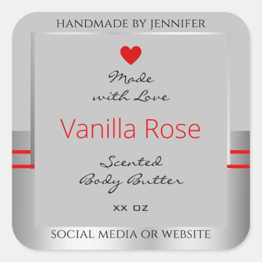 ラブリープロダクト包装ラベルライトグレーシルバー スクエアシール (正面)