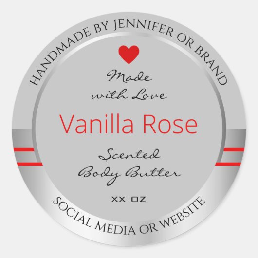 ラブリープロダクト包装ラベルライトグレーシルバー ラウンドシール (正面)