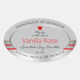 ラブリープロダクト包装ラベルライトグレーシルバー 楕円形シール