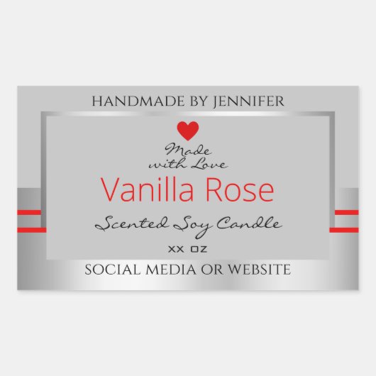 ラブリープロダクト包装ラベルライトグレーシルバー 長方形シール (正面)