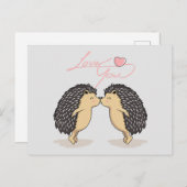 ラブリーヘッジホグキスをするスハガキ ポストカード (正面/裏面)