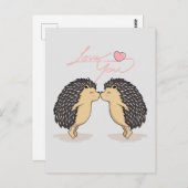 ラブリーヘッジホグキスをするスハガキ ポストカード (正面/裏面)