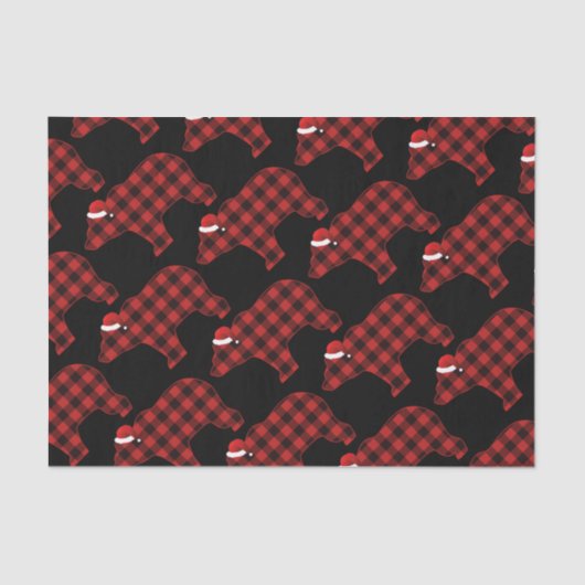 ラブリーベアーシルエットクリスマスホリデーパターン 薄葉紙 (正面)