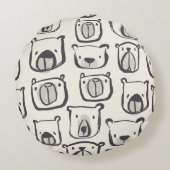 ラブリーベア顔ハンドドロードドゥードルズイラストレーションp ラウンドクッション (裏面)