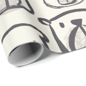 ラブリーベア顔ハンドドロードドゥードルズイラストレーションp ラッピングペーパー (ロールコーナー)