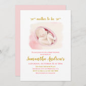 ラブリーベビーインザ子宮スケッチベビーシャワー 招待状 (正面/裏面)