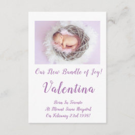 ラブリーベビーガールアナウンスメントカード エンクロージャーカード