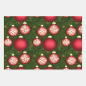 ラブリーホリデーオーナメントパターンと一致するソリッド ラッピングペーパーシート (正面)