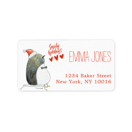 ラブリーホリデー |かわいいペンギンのクリスマス ラベル