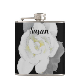 ラブリーホワイトガーデニアフラワーオンブラック フラスク