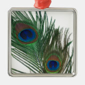ラブリーホワイトピーコックフェザーオーナメント メタルオーナメント (正面)