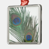 ラブリーホワイトピーコックフェザーオーナメント メタルオーナメント (左)
