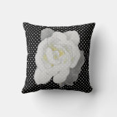 ラブリーホワイトフラワー白黒水玉模様 クッション (裏面)