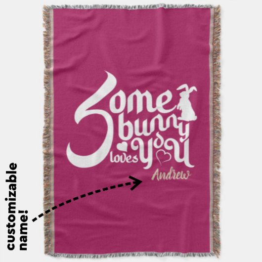 ラブリーホワイトマゼンタバニーパンタイポグラフィ スローブランケット