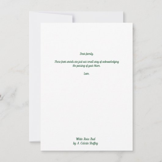 ラブリーホワイトローズブドグリーティングカード ノートカード (裏面)