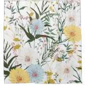 ラブリーボタニカルlホワイト シャワーカーテン (正面)