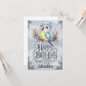 ラブリーボホパロットデジタル誕生日 カード (正面/裏面インサイチュ)