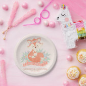 ラブリーママとベビーキツネウッドランドベビーシャワー ペーパープレート (パーティー)