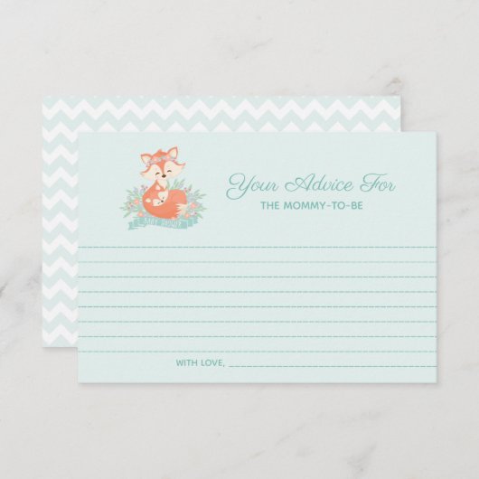 ラブリーママとベビーキツネボーイベビーシャワーアドバイス 招待状 (正面/裏面)