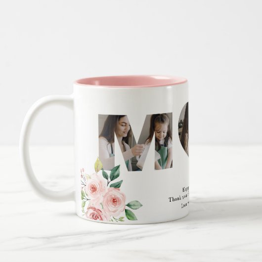 ラブリーママ引用文赤面フローラ3カスタムフォトマグ ツートーンマグカップ (左)