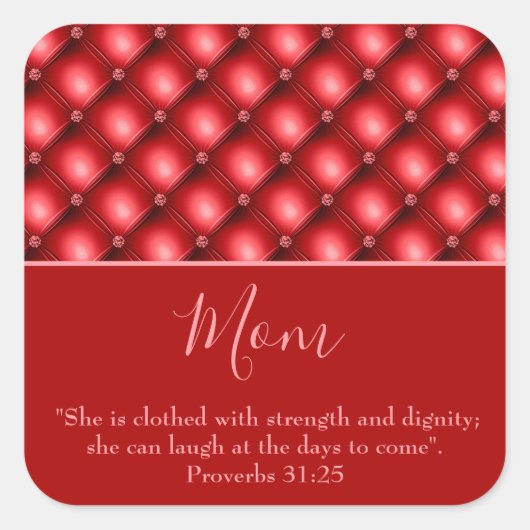 ラブリーママ赤ステッカー スクエアシール (正面)