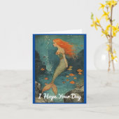 ラブリーマーメイド誕生日グリーティングカード カード (黄色い花)