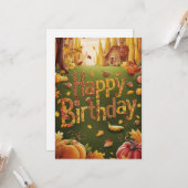 ラブリーミスティックシーズンオータム秋ハッピーバースデー カード (正面/裏面インサイチュ)