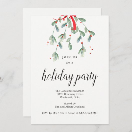 ラブリーミドレトークリスマスホリデーパーティ招待状 招待状 (正面/裏面)