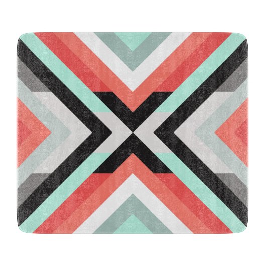 ラブリーミントコーラル幾何学模様 カッティングボード (正面)