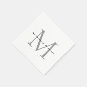 ラブリーモノグラムの白黒グレイ書道 スタンダードカクテルナプキン (角)