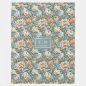 ラブリーモリススタイルパーソナライズされた植物学プリント フリースブランケット (正面)