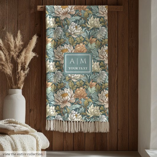 ラブリーモリススタイルパーソナライズされた植物学プリント フリースブランケット