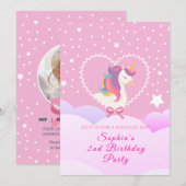 ラブリーユニコーン誕生日招待状 招待状 (正面/裏面)