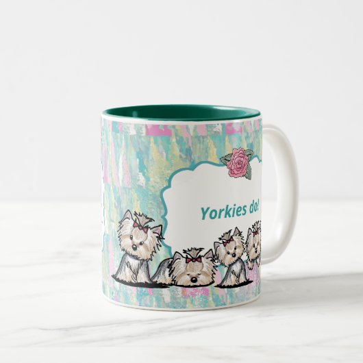 ラブリーヨークシャーテリアマザーズデイコーヒーマグ ツートーンマグカップ (正面右)